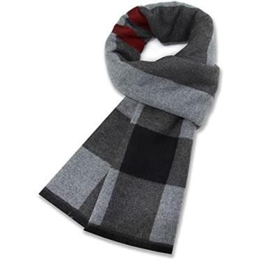Imagem de Cachecol Quente Masculino De Inverno De Lã Caxemira Xadrez Cachecóis Quentes,cinza 10,180 X 30 Cm,Constructive23