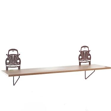 Imagem de Prateleira Decorativa Fusca, Cor Corten Microtextura com Madeira Castanho, Metaltru