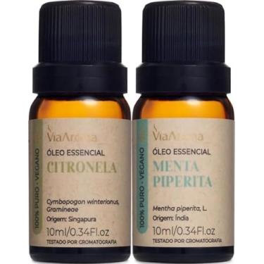 Imagem de KIT 2 Óleos Essenciais Via Aroma Puros e Naturais - Escolha Entre Diversas Fragrancia ex. Menta Piperita, Lavanda, Alecrim e Muito Mais. (Menta Piperita + Citronela)
