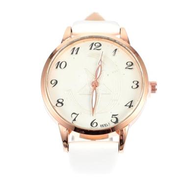 Imagem de ULTECHNOVO Relógios Femininos Relógios De Pulso Padrão Estrela Couro Clássico Senhoras Quartzo Relógio De Fácil Leitura Para Mulheres Senhoras (Branco)