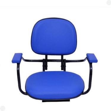 Imagem de Cadeira Estofada Para Barco Com Braço Azul - Riomar Equipesca