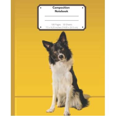 Imagem de Border Collie Composition Notebook: Yellow Journal Wide Ruled Paper | Simple Soft Cover Lined 100 Page Writing Diary Libreta Lined | Workbook for Woman Men Girls Boys Kids Teens Students