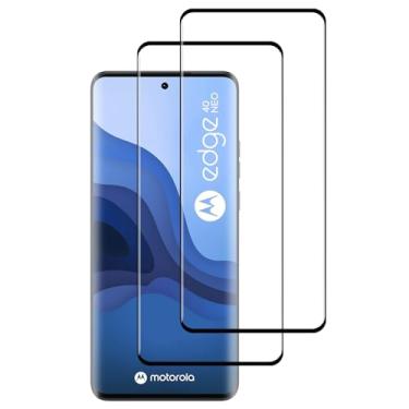 Imagem de KELOLIN [Pacote com 2] Protetor de tela de vidro temperado de cobertura total para Motorola Edge 40 Neo, [Curvo 3D] [HD anti-arranhões] [Sem bolhas] Protetor de tela para Motorola Edge 40 Neo