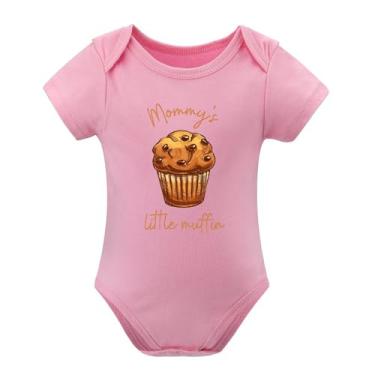Imagem de SHUYINICE Body infantil unissex fofo para bebês Mommy's Little Muffin Body de uma peça divertido para recém-nascidos, rosa, 12-18 Months