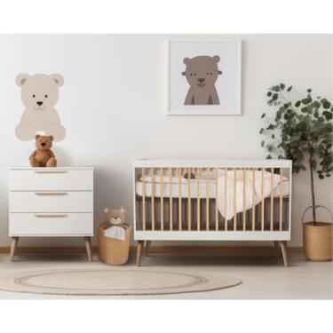 Imagem de Berço Americano e Cômoda para Quarto Infantil 3 gavetas Retrô - Quater