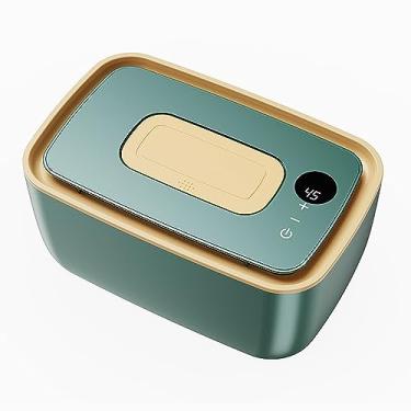 Imagem de Aquecedor elétrico de lenços umedecidos em temperatura constante hidratante com aquecedor de guardanapos portátil ajustável a 37-55 °C para carro doméstico, verde, 25 * 11 * 15,8 cm