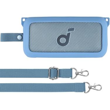 Imagem de co2CREA Capa de silicone macio compatível com alto-falante portátil de alta resolução sem fio Anker Soundcore Motion 300, capa azul