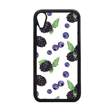 Imagem de Capa para iPhone XR com estampa de ilustração de aquarela e frutas de blueberry para proteção de telefone Apple