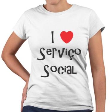 Imagem de Camiseta Baby Look I Love Serviço Social Universidade Faculdade - Web