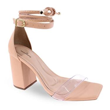 Imagem de Sandália Modarpe Salto Bloco Grosso Vinil Feminina B17 Cor:Rosa;Tamanho:34