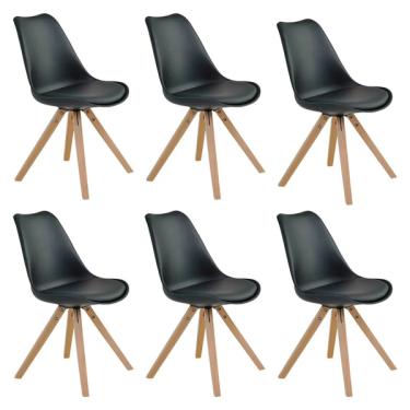 Imagem de Kit 6 Cadeiras De Jantar Design Saarinen Wood Base Madeira Lí