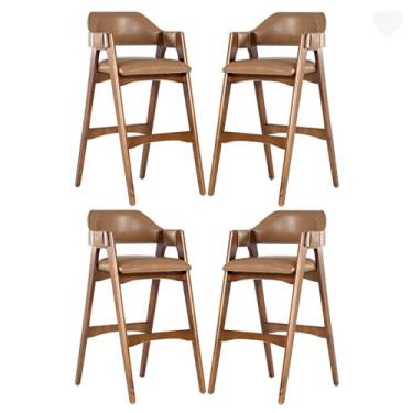 Imagem de Rio Madeira, Kit 4 Banquetas Alta para Bancada Lua Madeira Imbuia Impermeável Caramelo L85 RMI