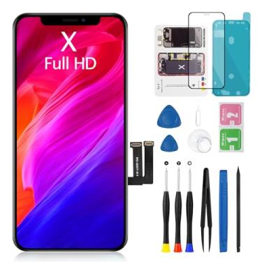 Imagem de Tela de substituição para iPhone X 5,8 polegadas COF FHD Display digitalizador 3D Touch com adesivo à prova d'água + vidro temperado + kit de reparo para modelo A1865, A1901, A1902