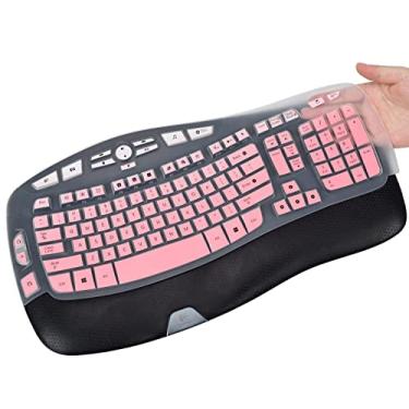 Imagem de CaseBuy Capa de teclado para teclado Logitech K350 MK550 MK570 Wireless Wave, película protetora de silicone ultrafina para teclado Logitech K350 MK550 MK570 - rosa ombré