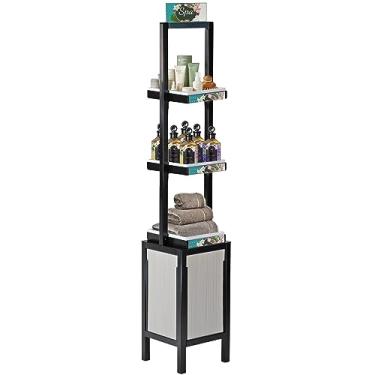 Imagem de Azar Displays, 655000, Torre de exibição de varejo com 3 camadas, prateleiras altas de cosméticos, suporte de exibição de beleza para produtos de varejo de salão com sinalização, sem necessidade de