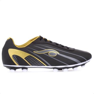 Imagem de Chuteira D'Six Campo 6202 Preto Dourado e Cinza - Masculino-Masculino