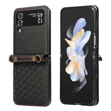 Imagem de Asuwish Capa de telefone para Samsung Galaxy Z Flip 4 5G 2022 capa carteira com protetor de tela de vidro temperado e alça de pulso flip suporte para cartão de crédito suporte celular ZFlip4 Z4 Flip4
