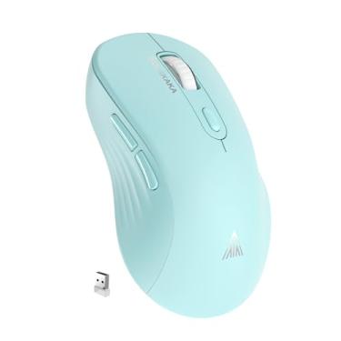 Imagem de Mouse SM66 verde silencioso modo duplo sem fio para laptop, ajustável 4800 DPI, mouse de computador recarregável para Bluetooth e conexão sem fio