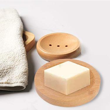 Imagem de Saboneteira de Bambu, Caixa de Sabonete de Madeira, Suporte de Sabonete, Madeira de Carvalho Vermelho, Redonda, para Suporte de Caixa de Chuveiro, Saúde, Caixa de Bambu (Cor de