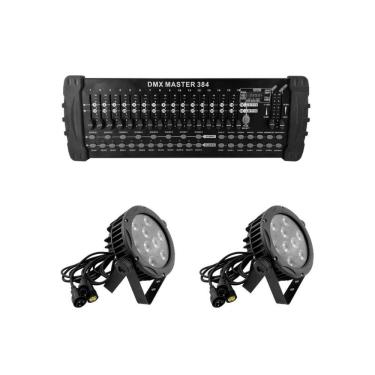 Imagem de Kit 2 Par Led Outdoor Slim Rgbwa-Uv E Mesa Controladora Dmx