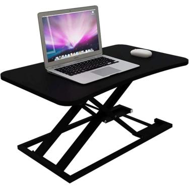 Imagem de Novo conversor de laptop de pé ajustável, mesa de computador de ajuste pneumático hidráulico, suporte de mesa de computador portátil riser, mesa de computador, preto-