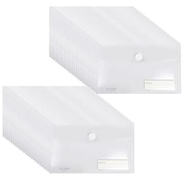 Imagem de YoeeJob Envelopes de plástico com fecho de gancho e laço, envelope de 15 x 25 cm para recibos, organização de cupons para dinheiro, com bolso para etiqueta, 48 pacotes
