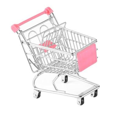 Imagem de IEUDNS Mini carrinho de compras, carrinho de brinquedo para crianças, carrinho de mão de metal para supermercado, brinquedo de armazenamento de supermercado, Rosa