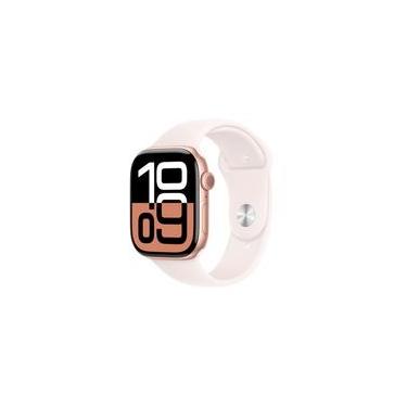 Imagem de Apple Watch Series 10 GPS + Cellular, Caixa Cor de Ouro Rosa de Alumínio de 46 mm, Pulseira Esportiva Blush-Clara, Tamanho P/M - MWY63AM/A