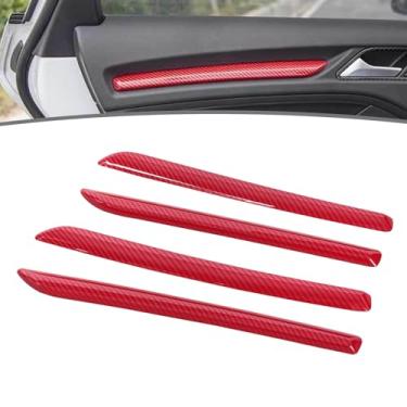 Imagem de JESYMBX Para Audi A3 S3 RS3 2014-2018 LHD Painel da porta do console central guarnição de fibra de carbono ABS molduras interiores tampa guarnições porta vermelha