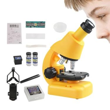 Imagem de Microscópio infantil, microscópio para crianças | com kit de ciências educacionais com luz LED para iniciantes | 100-1200X ampliação portátil crianças haste projeto brinquedo ciência kits para criança