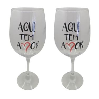Imagem de META ATACADO, Kit 2 Taças Frase Tem Amor Namorado Personalizada Vinho