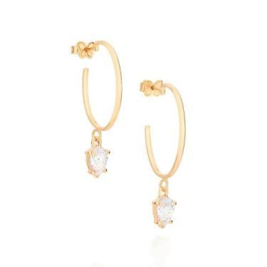 Imagem de Brincos banhado ouro 3x 24k 18k e 22k femininos meia argola zircônias 