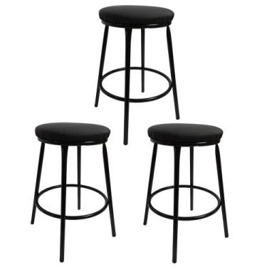 Imagem de Kit 3 Banco Baixo 50 Cm de Altura Sem Encosto Para Cozinha Mesa Estrut