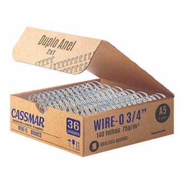 Imagem de Wire-o para Encadernação 2x1 A5 Branco 3/4 para 140fls 36un - Cassmar 