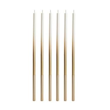Imagem de Vela Palito Gigante Dégradé Pérola com Dourado 15 cm - 1 unidade Pct. 