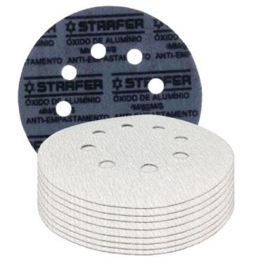 Imagem de Kit 10 Disco De Lixa Fecho Aderente Branco Pluma 8 Furos 115mm Grão 60