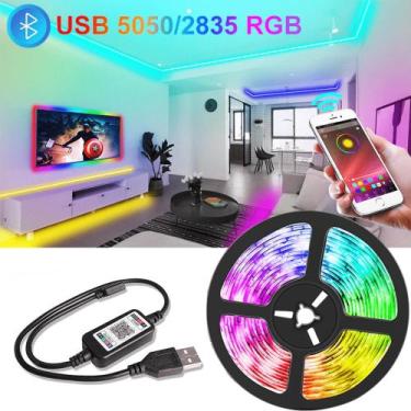 Imagem de Fita LED Acionamento Bluetooth Com 150 LEDS 5050 RGB Controle APP Com 