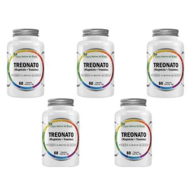 Imagem de Kit 5x Magnésio L Treonato Puro Concentrado 300 Cápsulas 600mg Flora N