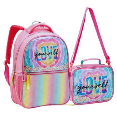 Imagem de Mochila Infantil Juvenil Menina Menino Escolar Com Lancheira Removível