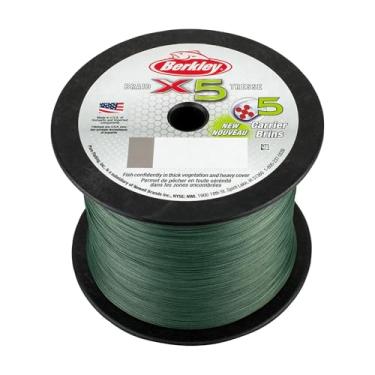 Imagem de Berkley Superlinha trançada x5, verde de baixa visibilidade, resistência à ruptura de 36 kg, linha de pesca de 2188 m, adequada para ambientes de água doce e salgada