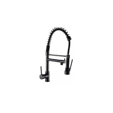 Imagem de Monocomando de mesa cozinha gourmet 2 saidas 50 cm black matte - Hera
