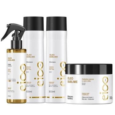 Imagem de Kit Eico Pro Óleo Sublime Shampoo Sem Sal Condicionador Antifrizz Másc