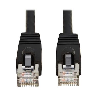 Imagem de Tripp Lite Cabo Ethernet Blindado PoE Cat8 40G, 0,3 metros, Preto, Alta Velocidade, Power Over Ethernet, RJ45, Snagless SSTP, Macho-para-Macho, Rede Patch LAN Cord (N272-F01-BK)