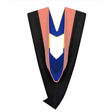 Imagem de Cappe Diem Master Graduation Deluxe Hood (Nursing, Social Work, Theology, MBA, M.Ed, M.Sc.) Apricot Salmon Peacock (Salmon-Royal Blue/Gold)