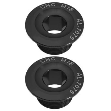 Imagem de Micro Traders 2 peças parafuso de fixação de braço de manivela preto M18 para mountain bike road bike consertar pedaleira corrente roda liga de alumínio material de alta resistência ajuste para