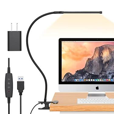 Imagem de iZELL Lâmpada de mesa de LED para escritório em casa com grampo [77 LEDs de luz 3 modos de cor e 10 níveis de brilho] Luzes flexíveis para livros de pescoço de ganso, fácil de encaixar na cabeceira de