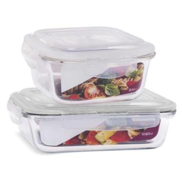 Imagem de Kit 2 Potes Herméticos Marmita Vidro Grande 1040ml e 800ml - U4home, B