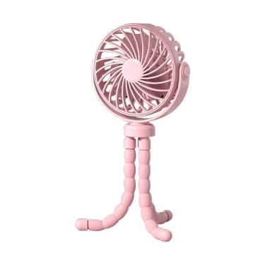 Imagem de Ventilador portátil de mão Tripé de polvo flexível Ventilador de mesa Carrinho de bebê/Berço Ventilador suspenso com luz noturna ambiente 3 velocidades de vento ajustáveis Rotação de 360° type1
