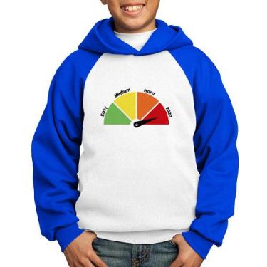 Imagem de Moletom Infantil Easy, Medium, Hard, 2020 - Foca na Moda, Branco, Azul