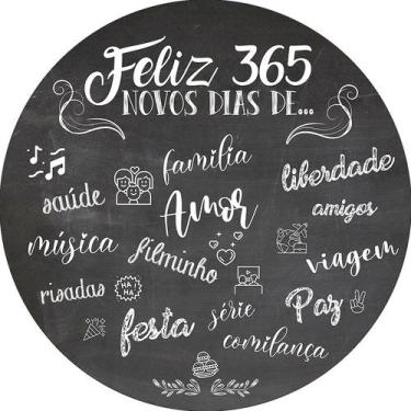 Imagem de Painel De Festa Redondo 1,50x1,50 - Ano Novo Chalkboard 365 Dias 003 -